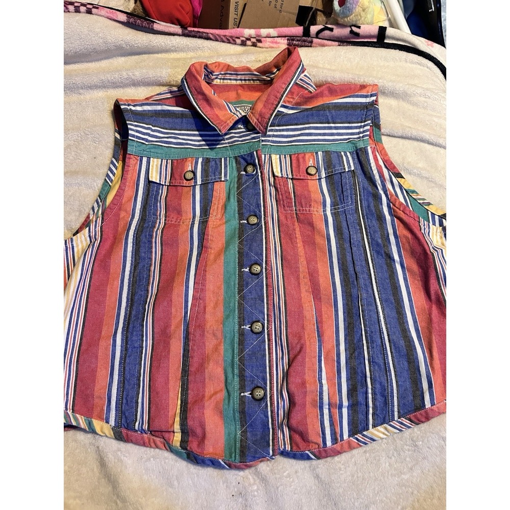 Women's Vintage Russ Sport 2X Sleeveless Button Up Top Vest